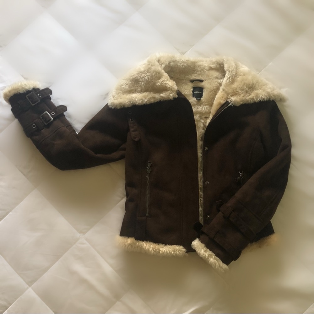 Suede Faux Fur Lined Crop Jacket